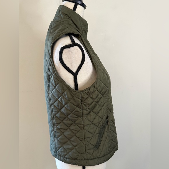 Laura Scott army green quilted vest SZ 2-4 - Picture 2 of 13